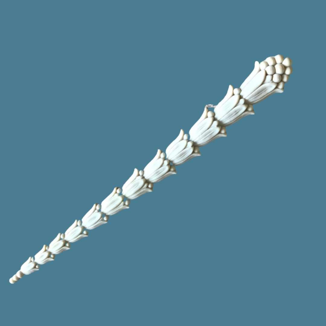 D20 Tall Federal Drops, an Efex flexible moulding bellflower drop with a beaded cap and graduated flowers tapering downward