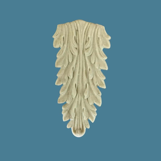 L5 Acanthus Leaf Leg, an Efex flexible moulding applique of layered acanthus leaves tapering to a point, for decorating furniture legs