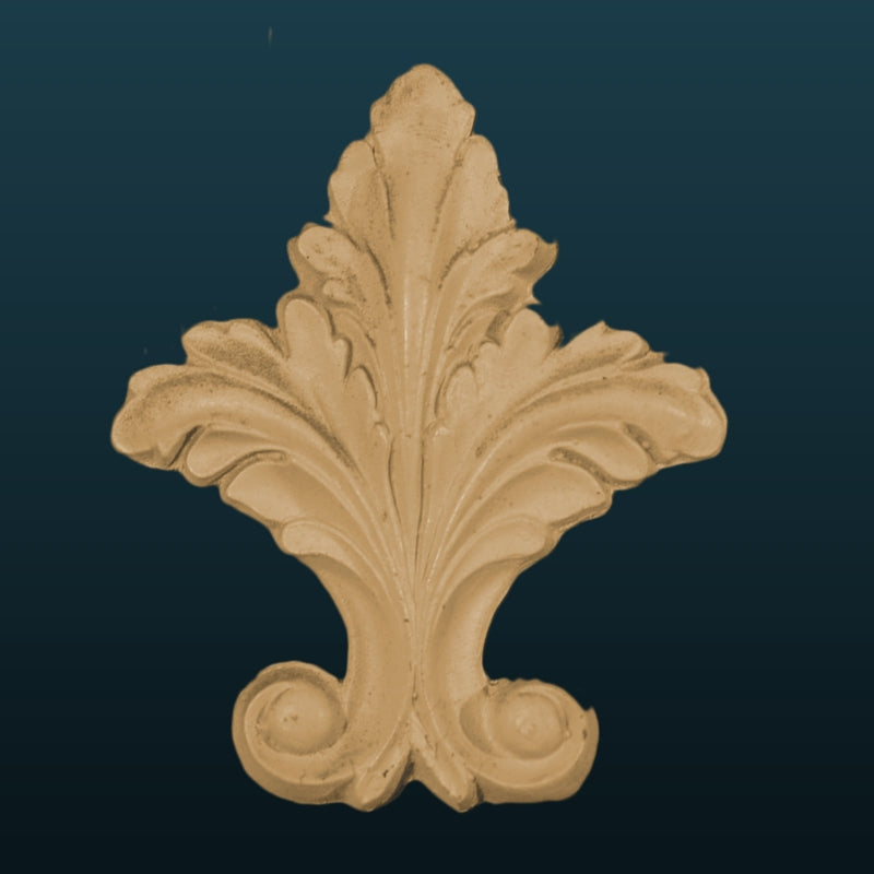 FDL4 French Fleur de Lis Efex flexible moulding, a wide acanthus-leaf fleur-de-lis with curled scroll feet