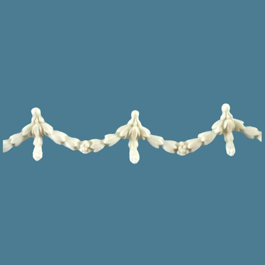 T10 Bud Leaf Drop Trim, Efex flexible moulding of leafy garland swags with pendant bud drops