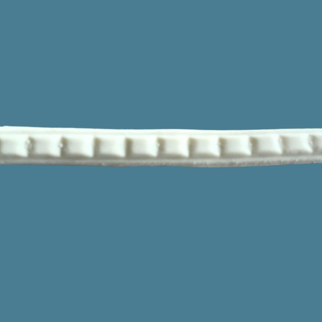 T50 Small Dentil Trim, Efex flexible moulding with a row of evenly spaced square dentil blocks along a slim base